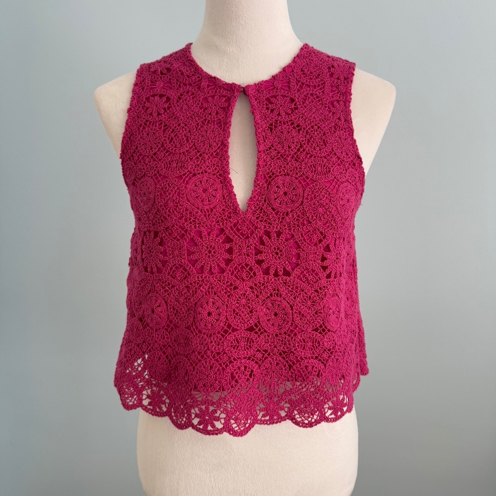 Anthropologie Maeve Solid Eyelet Crochet Top Size 4